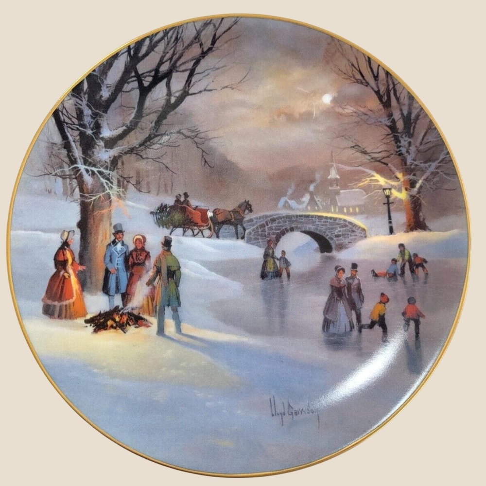 Vtg W.S. George Collector Plate Holiday Skaters Lloyd Garrison 1987 Blue Gold